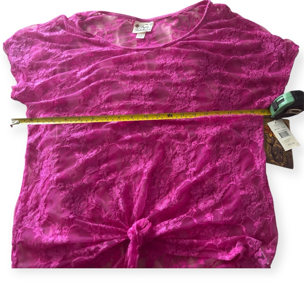 Pink Lace Tie-Front Top NWT - Picture 6 of 7